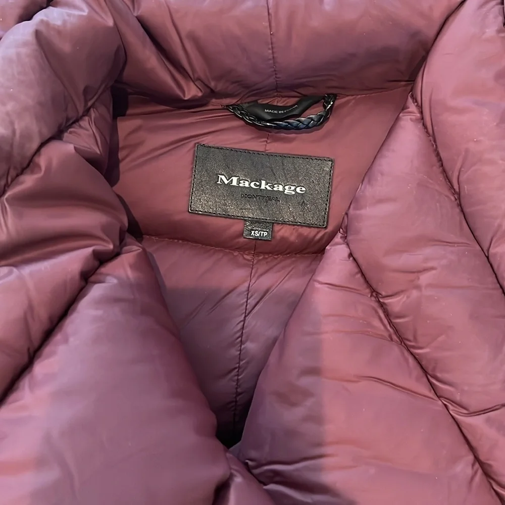 Mackage Convertible Down Coat With Leather Trim! - Picture 3 of 11